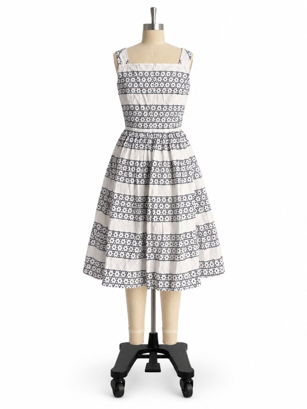 Brooks Brothers Black & White Geometric Fit Flare Dress - 8 / M
